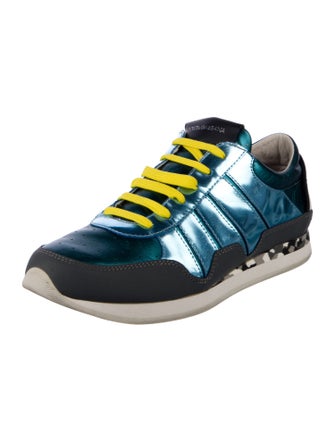 Dolce & Gabbana Leather Colorblock Pattern Sneakers