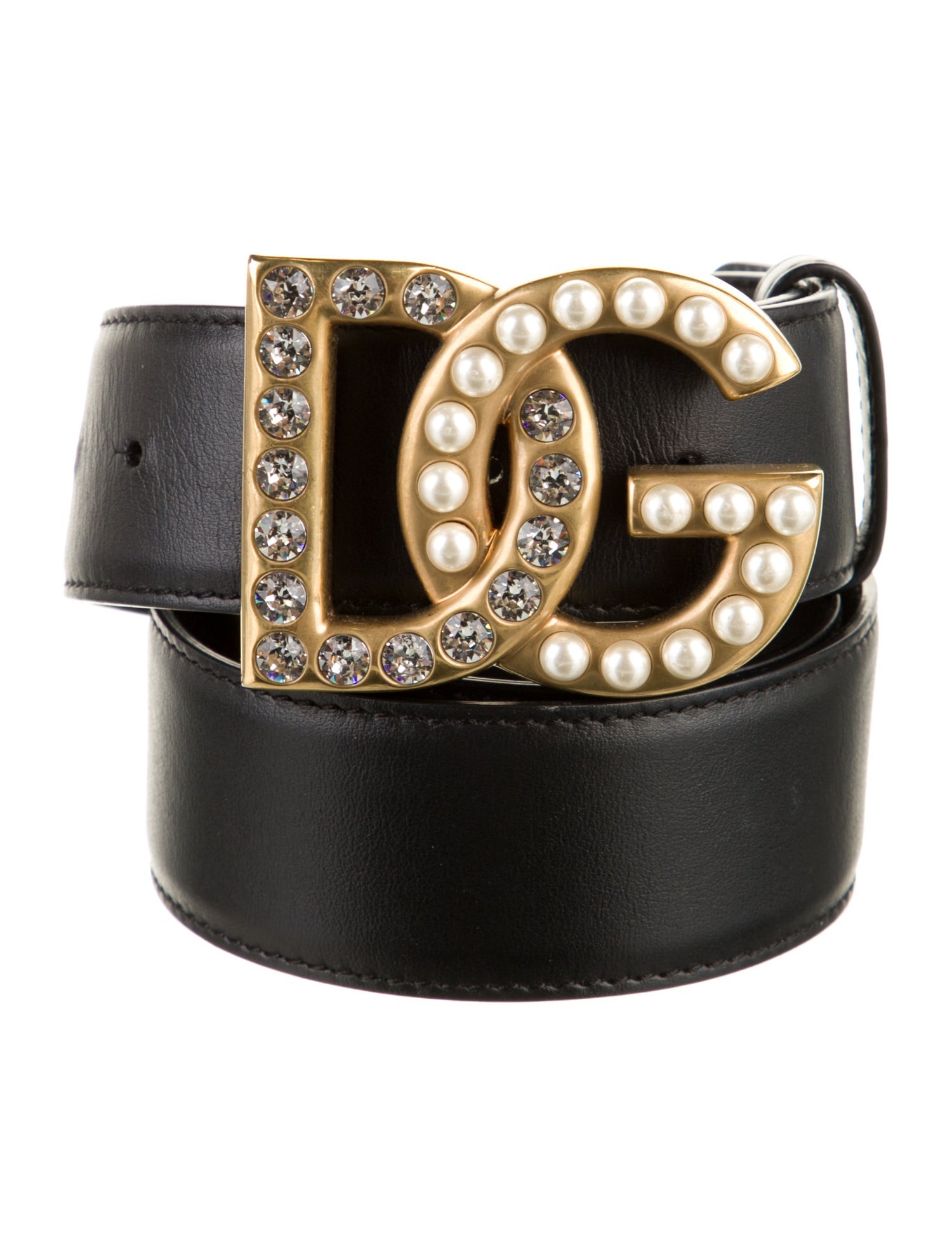 Dolce & Gabbana Faux Pearl Accents Leather Belt Kit