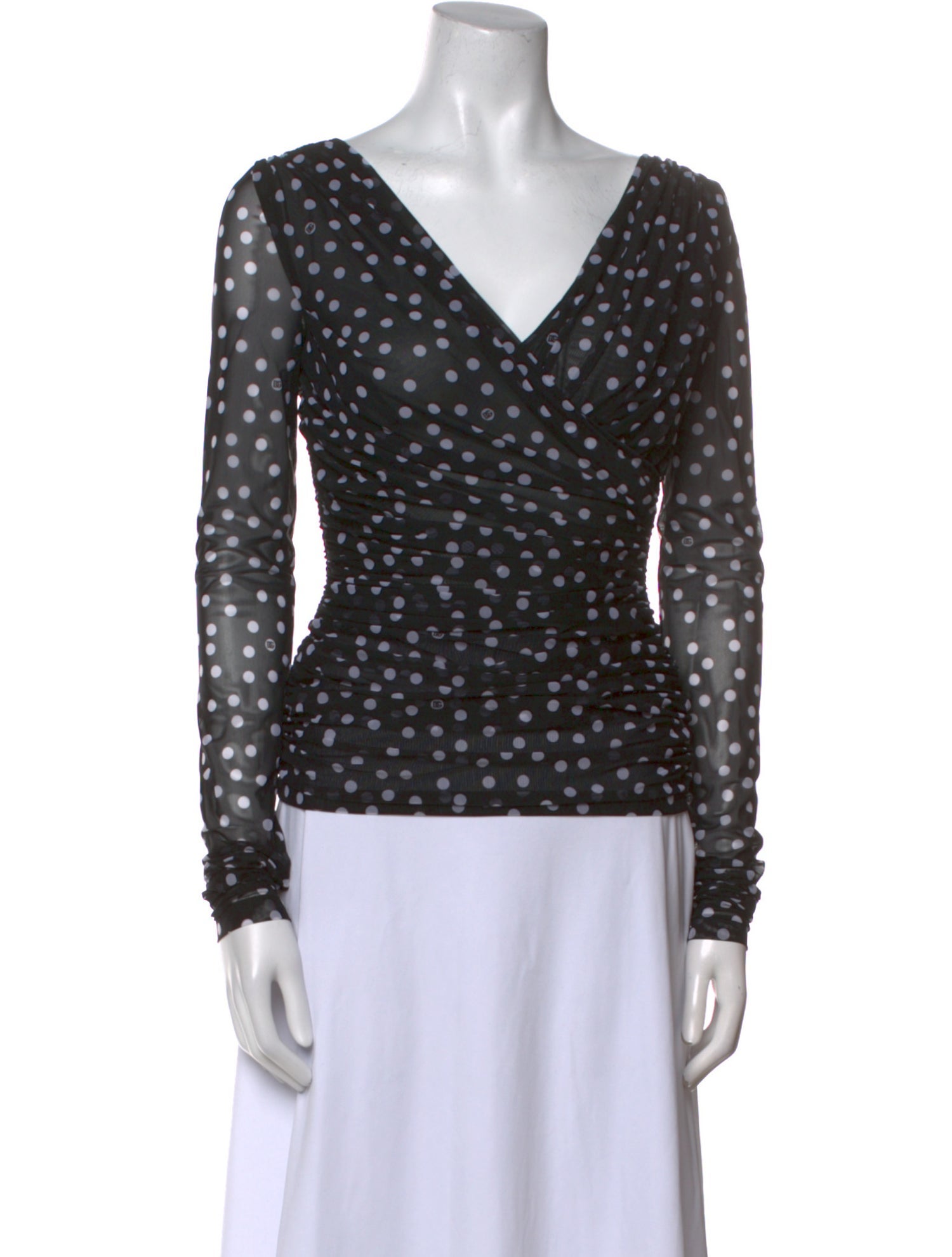 Dolce & Gabbana Polka Dot Print V-Neck Top