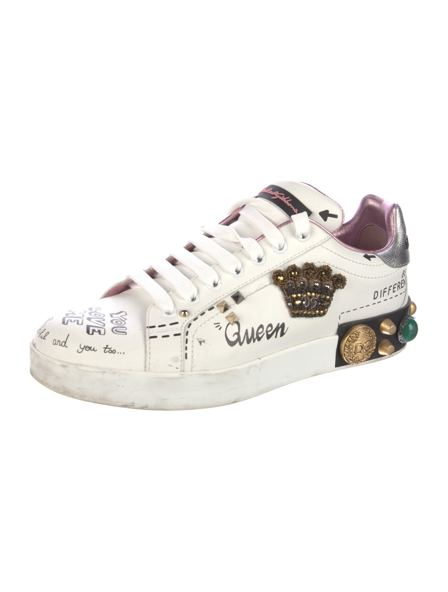 Dolce & Gabbana Leather Printed Sneakers