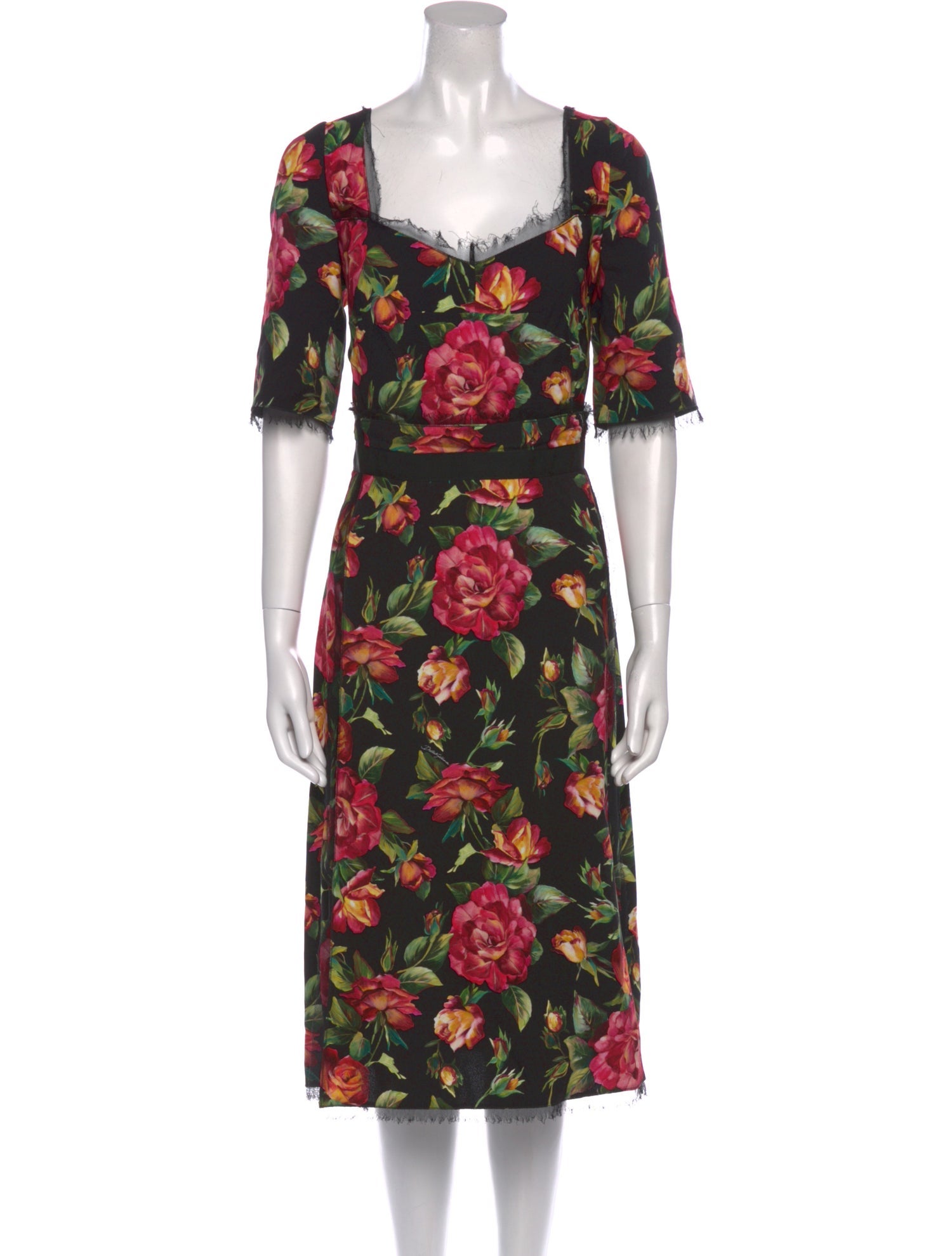 Dolce & Gabbana Floral Print Midi Length Dress
