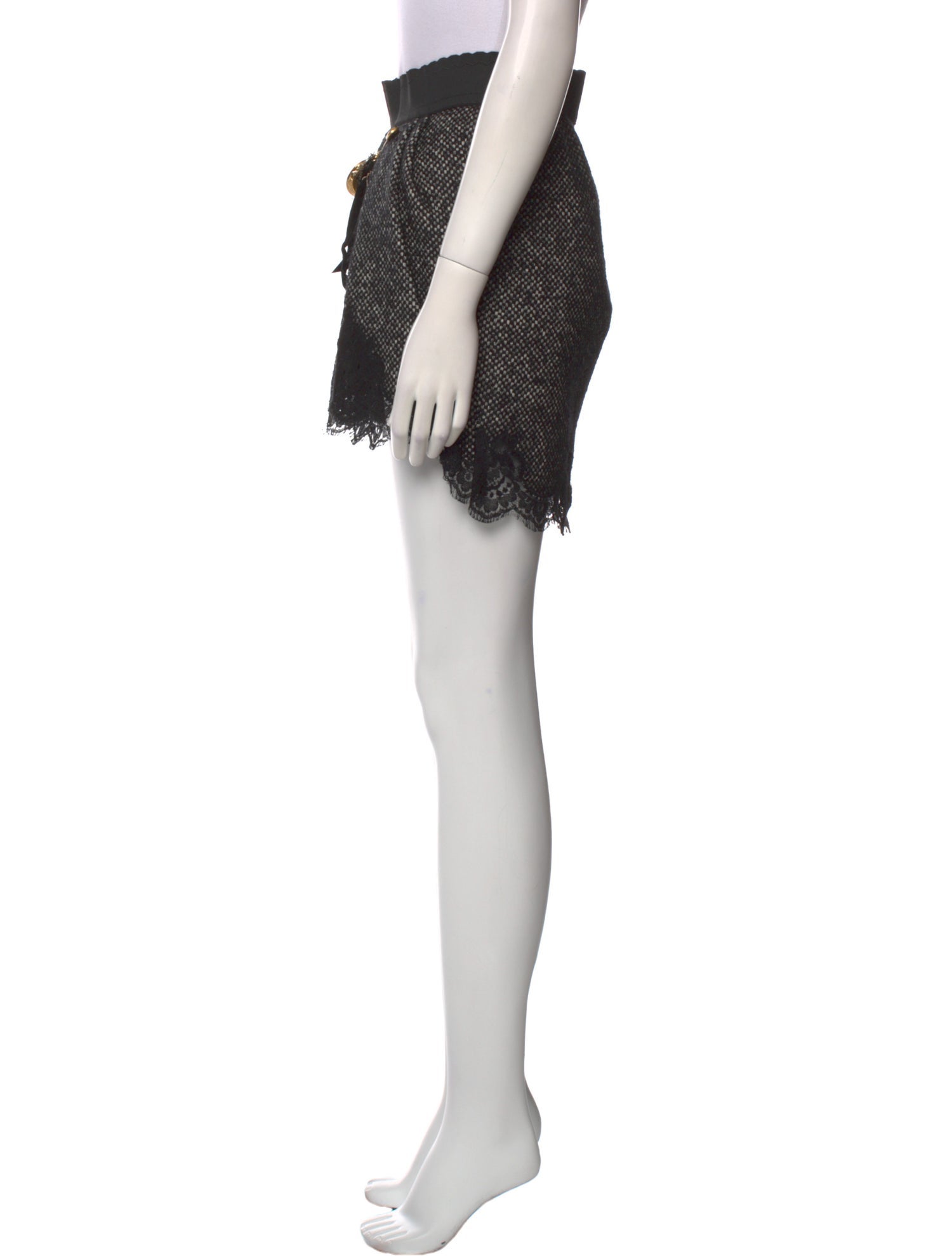 Dolce & Gabbana Leather Trim Embellishment Mini Skirt