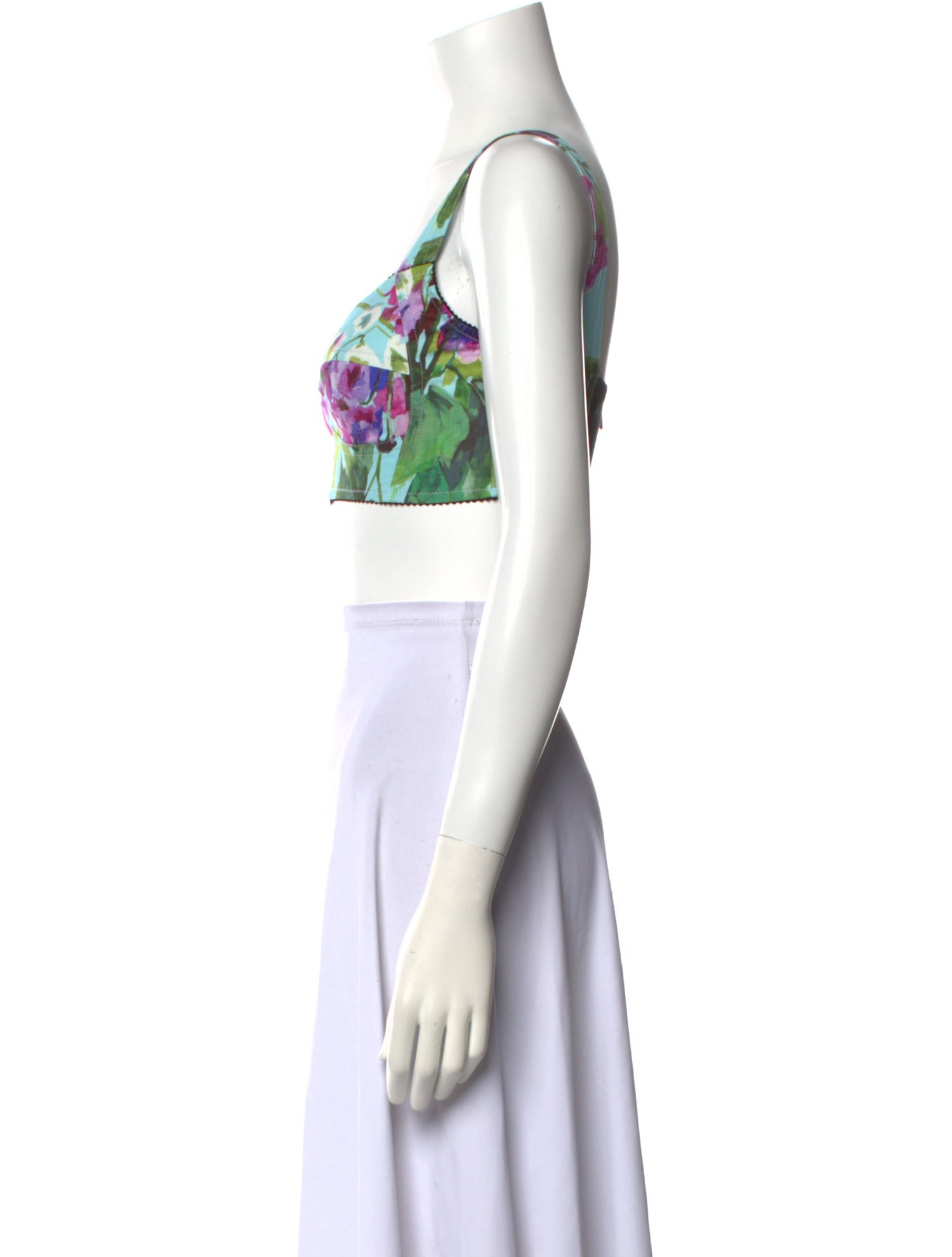 Dolce & Gabbana Floral Print V-Neck Crop Top