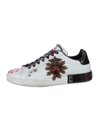 Dolce & Gabbana Leather Graphic Print Sneakers