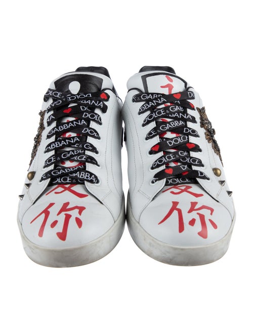 Dolce & Gabbana Leather Graphic Print Sneakers