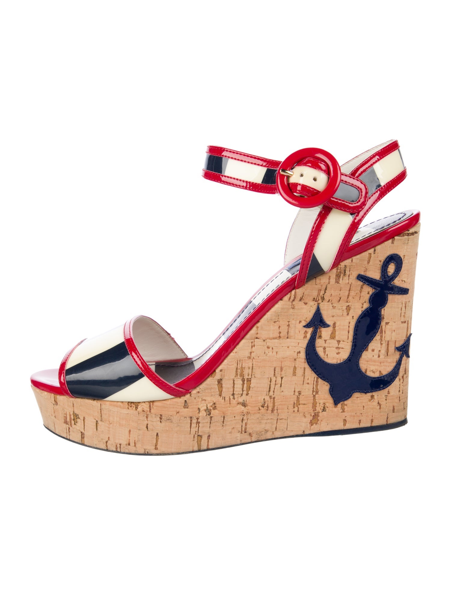 Dolce & Gabbana Patent Leather Printed Sandals