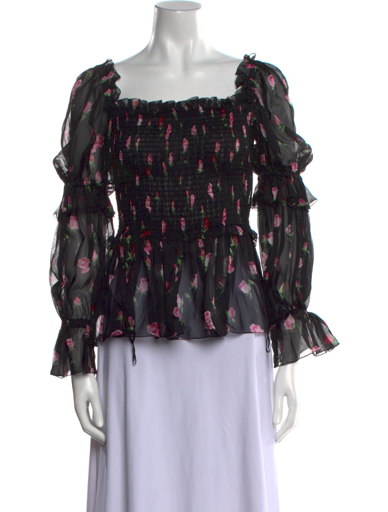 Dolce & Gabbana Floral Print Square Neckline Blouse