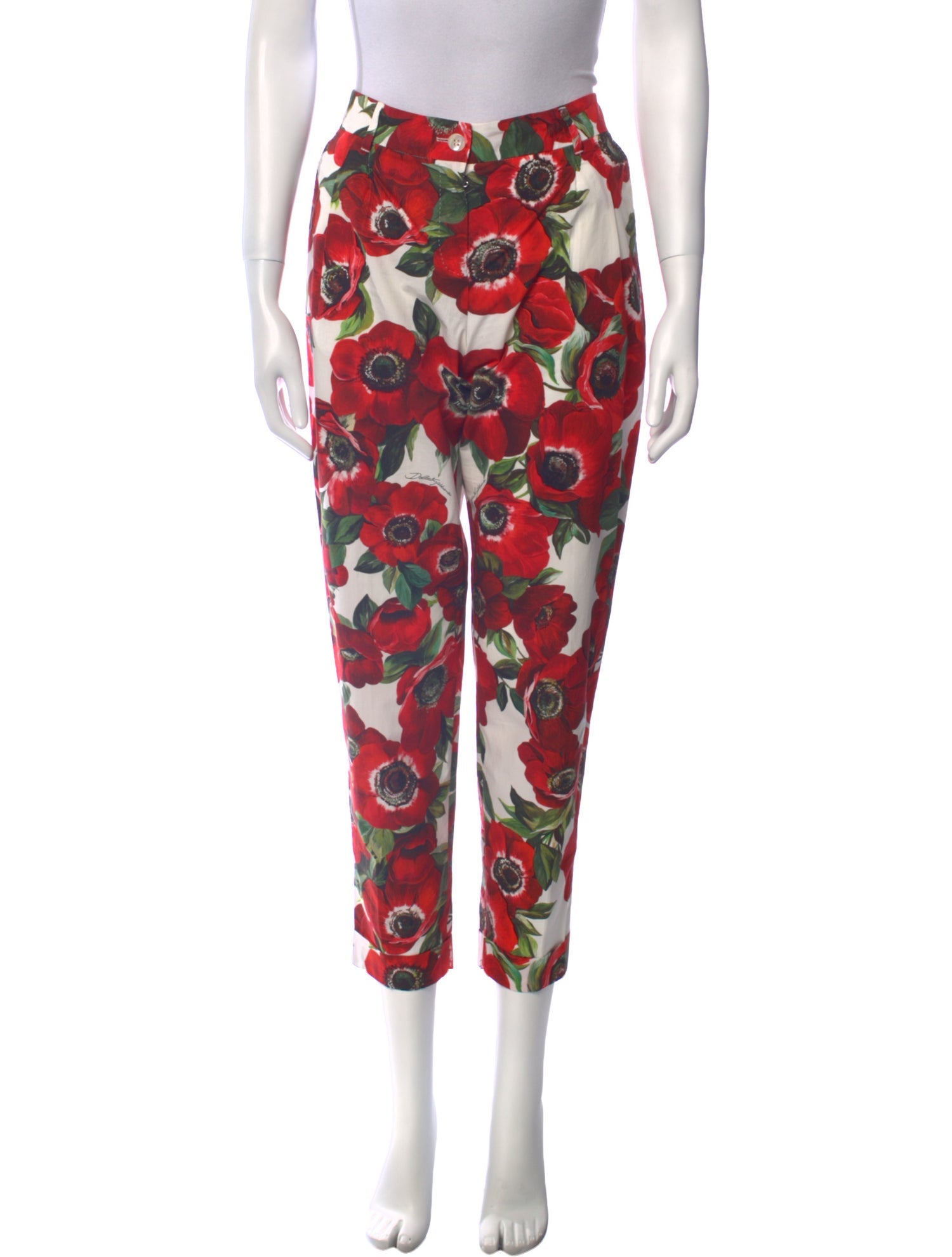 Dolce & Gabbana Floral Print Straight Leg Pants