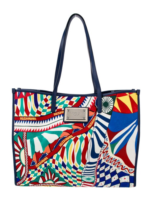 Dolce & Gabbana Carretto Siciliano Print Canvas Tote
