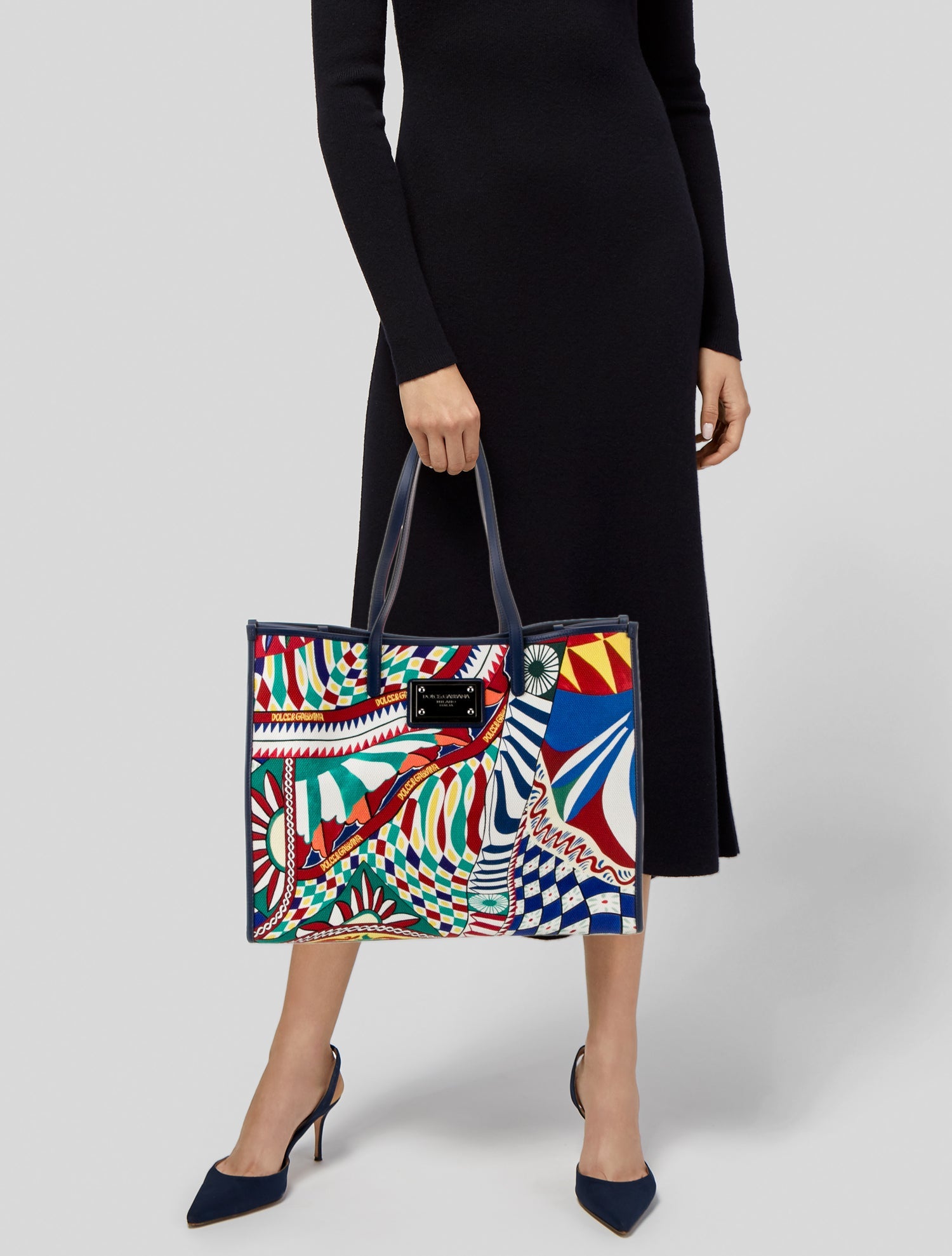 Dolce & Gabbana Carretto Siciliano Print Canvas Tote