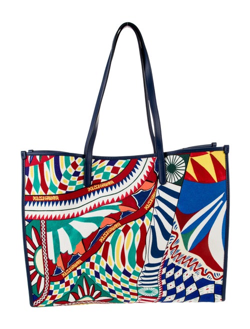 Dolce & Gabbana Carretto Siciliano Print Canvas Tote