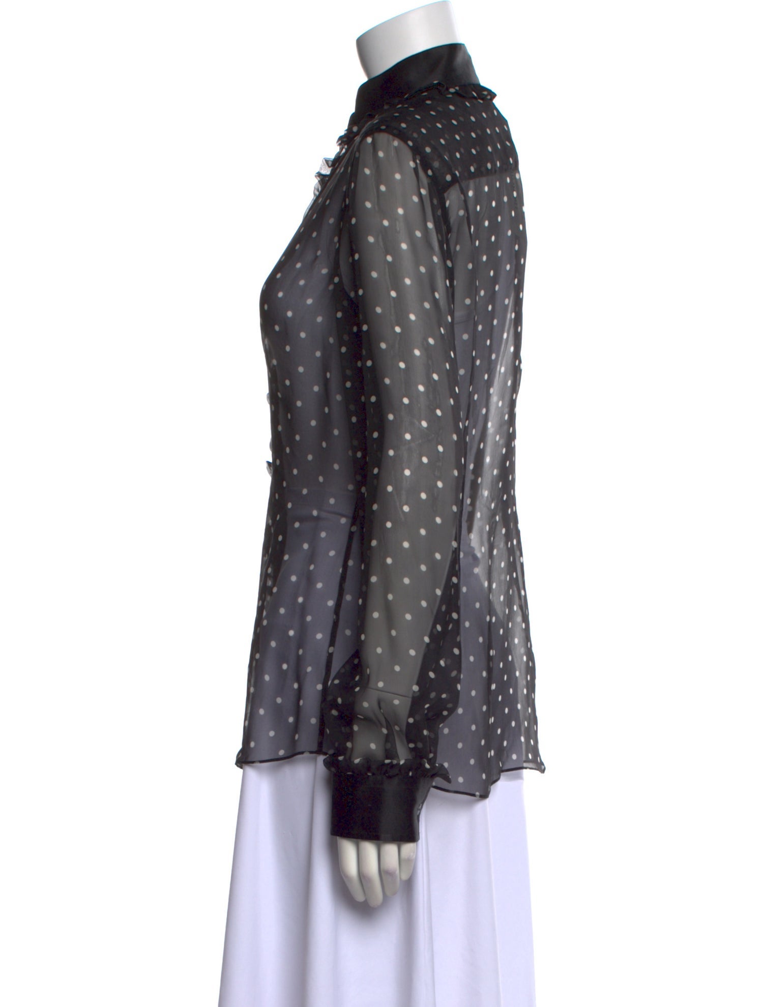 Dolce & Gabbana Silk Polka Dot Print Button-Up Top