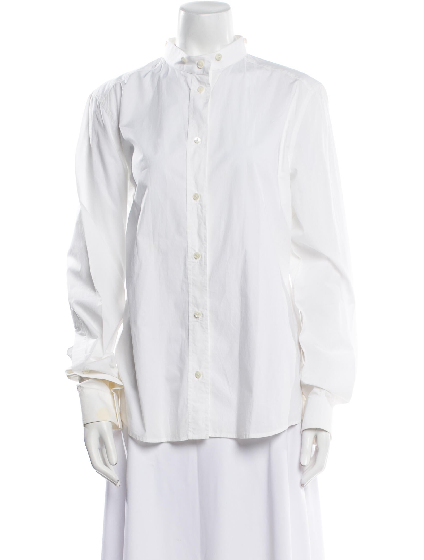 Dolce & Gabbana Mock Neck Long Sleeve Button-Up Top