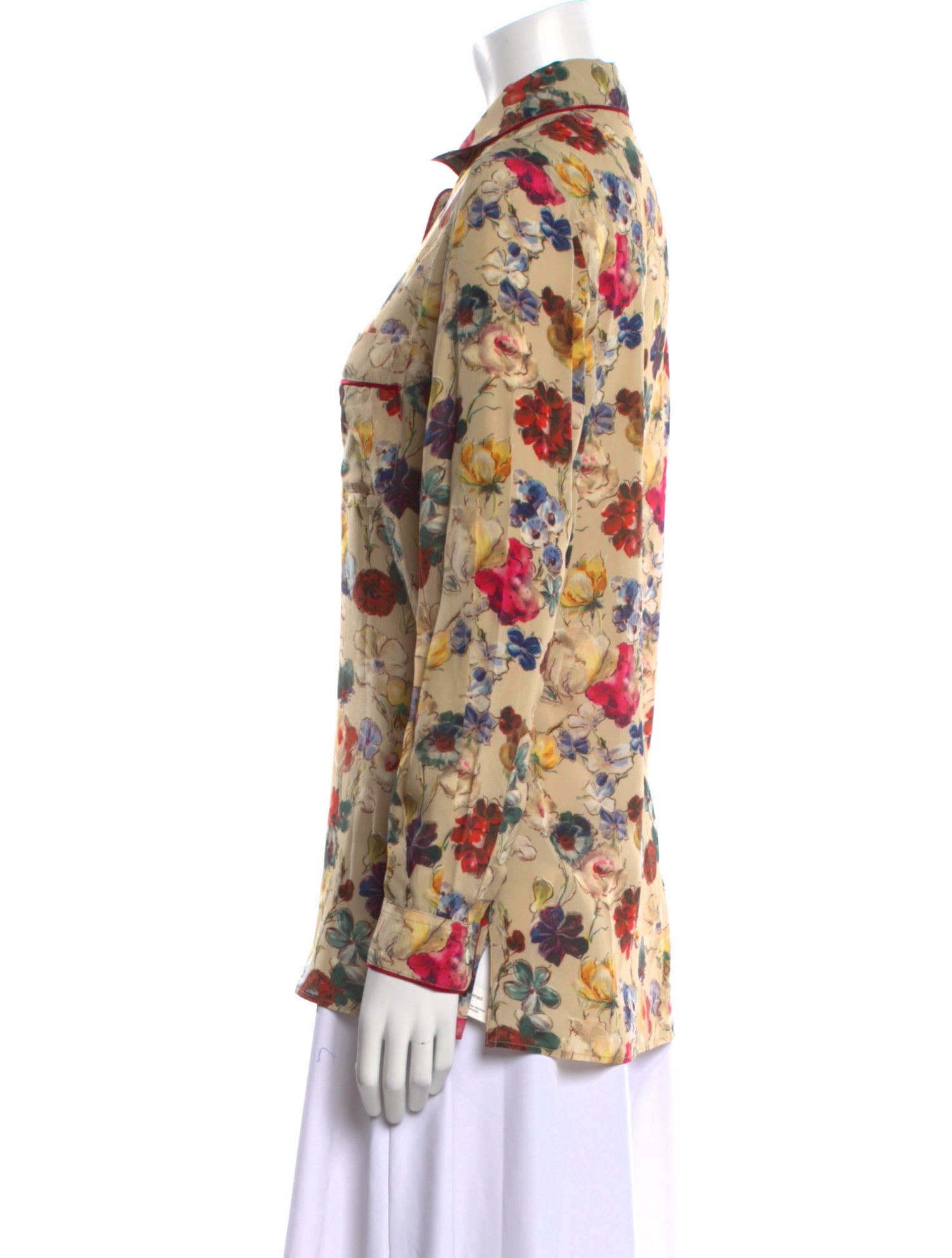 Dolce & Gabbana Silk Floral Print Button-Up Top