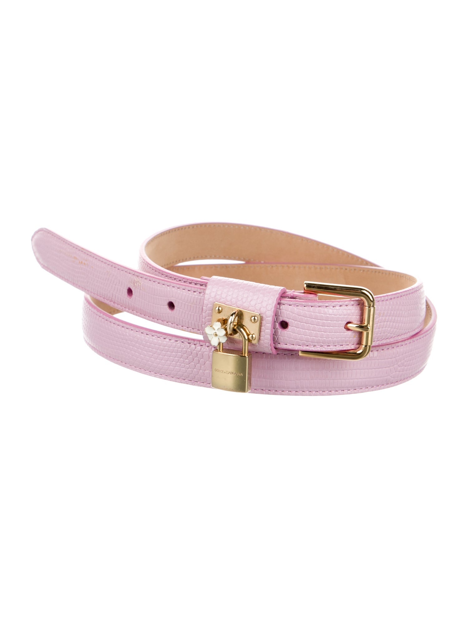Dolce & Gabbana Skinny Embossed Leather Belt