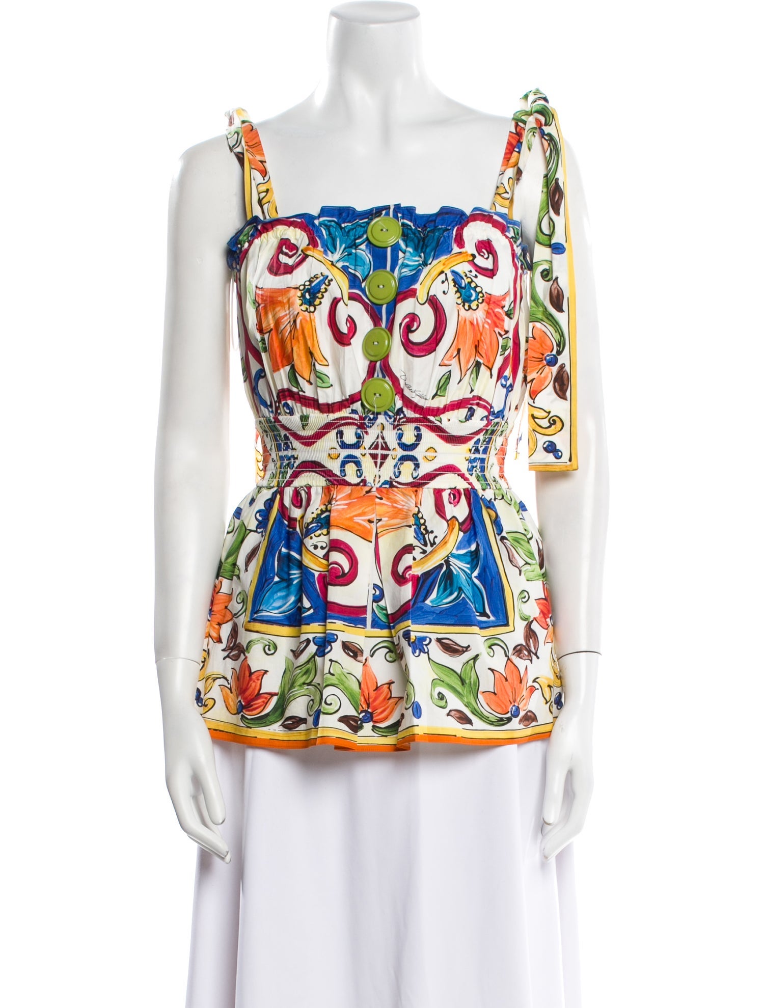 Dolce & Gabbana Printed Square Neckline Top