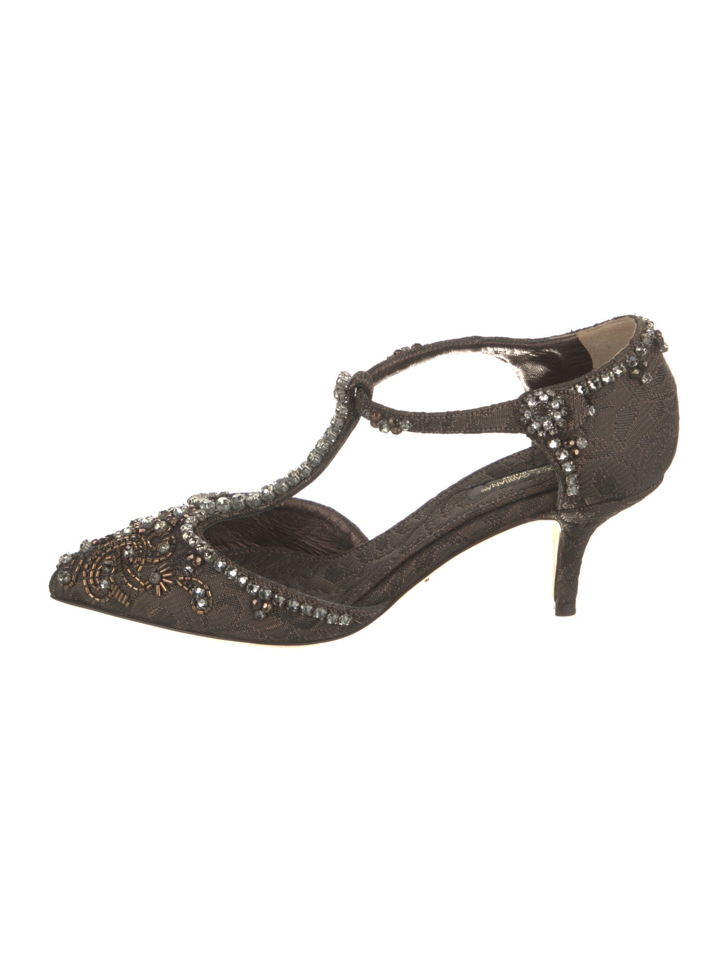 Dolce & Gabbana Crystal Embellishments T-Strap Pumps