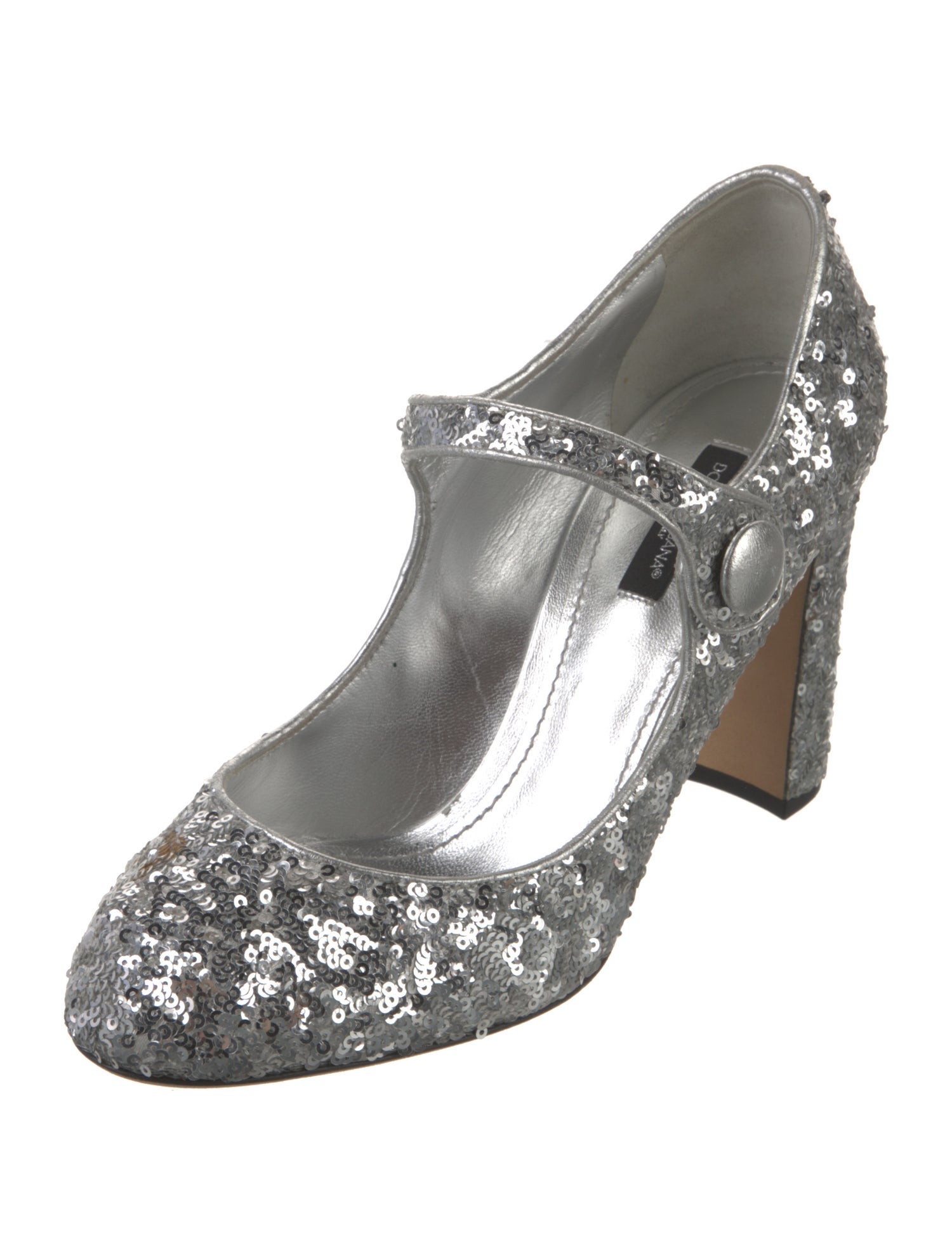Dolce & Gabbana Sequins Leather Trim Embellishment Pumps