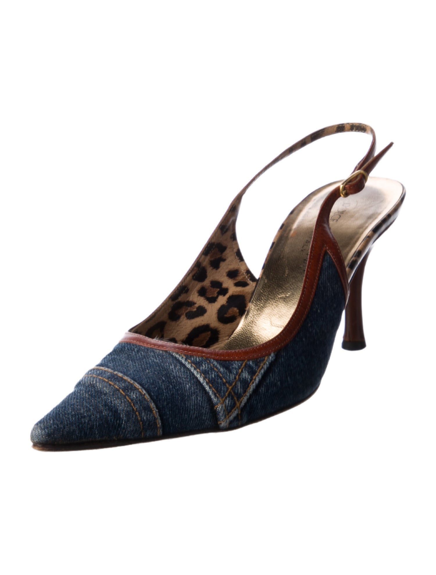 Dolce & Gabbana Denim Patterned Slingback Pumps