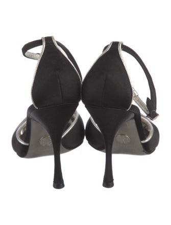 Dolce & Gabbana Satin Colorblock Pattern T-Strap Pumps