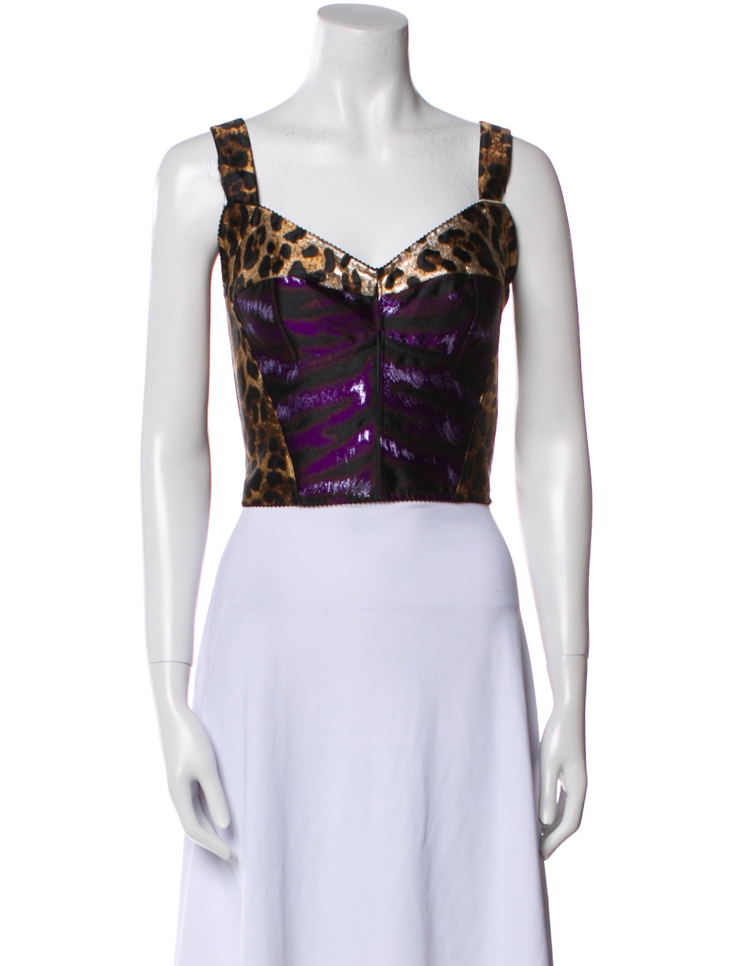Dolce & Gabbana Printed Square Neckline Crop Top