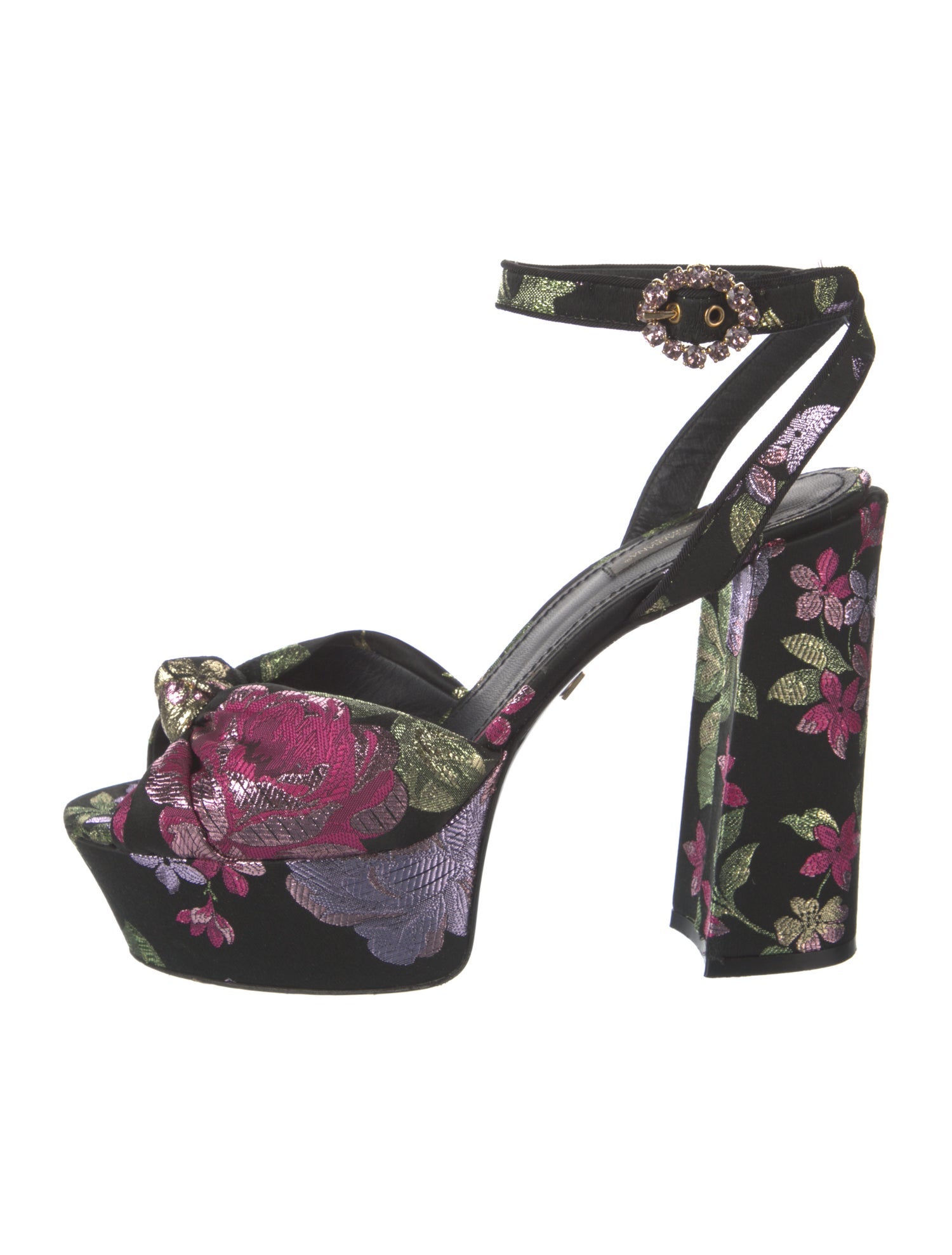 Dolce & Gabbana Floral Print Crystal Embellishments Sandals