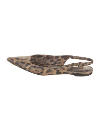 Dolce & Gabbana Leather Animal Print Slingback Flats