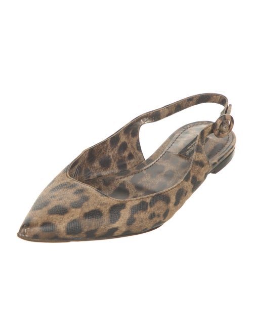 Dolce & Gabbana Leather Animal Print Slingback Flats