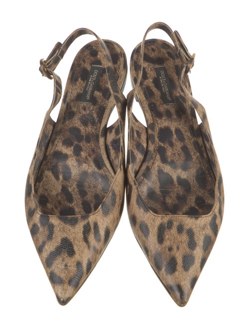 Dolce & Gabbana Leather Animal Print Slingback Flats
