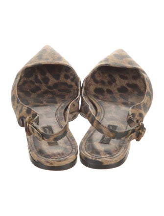 Dolce & Gabbana Leather Animal Print Slingback Flats