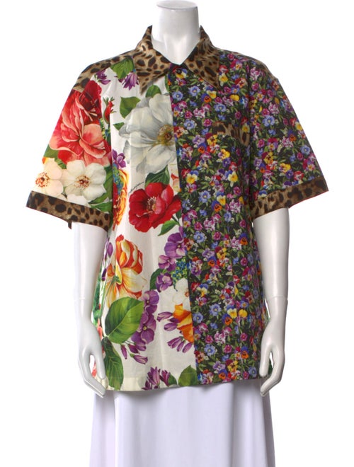 Dolce & Gabbana Floral Print Short Sleeve Button-Up Top