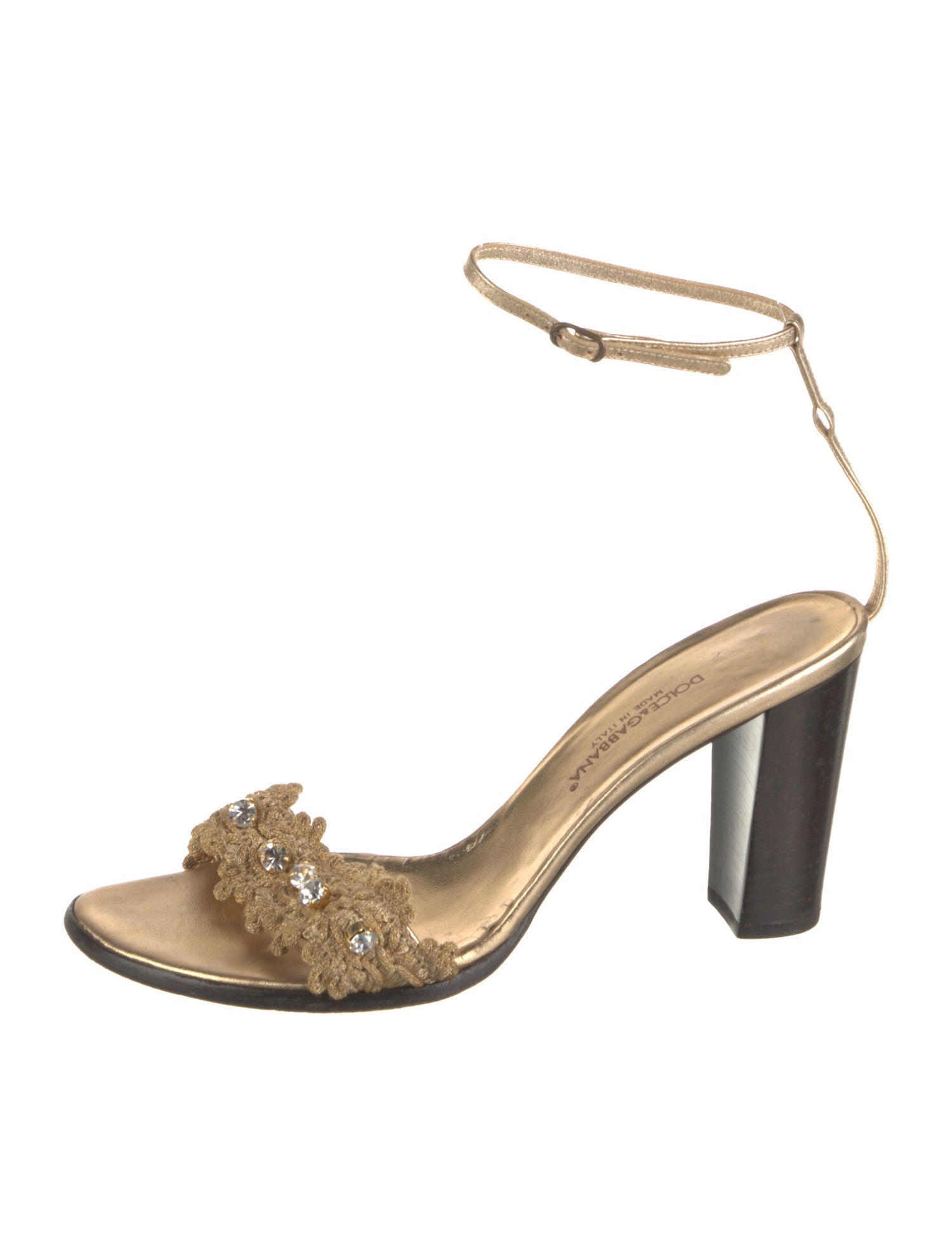 Dolce & Gabbana Leather Crystal Embellishments Sandals