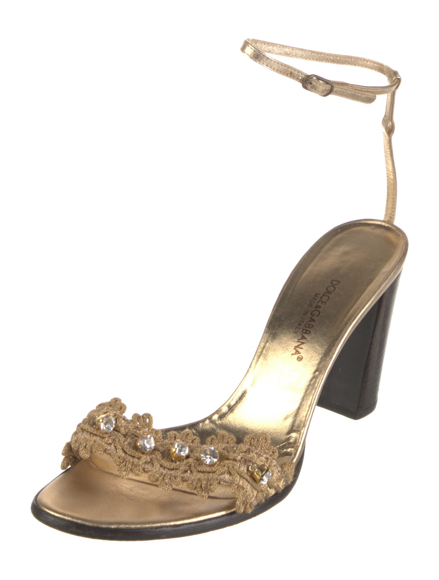 Dolce & Gabbana Leather Crystal Embellishments Sandals
