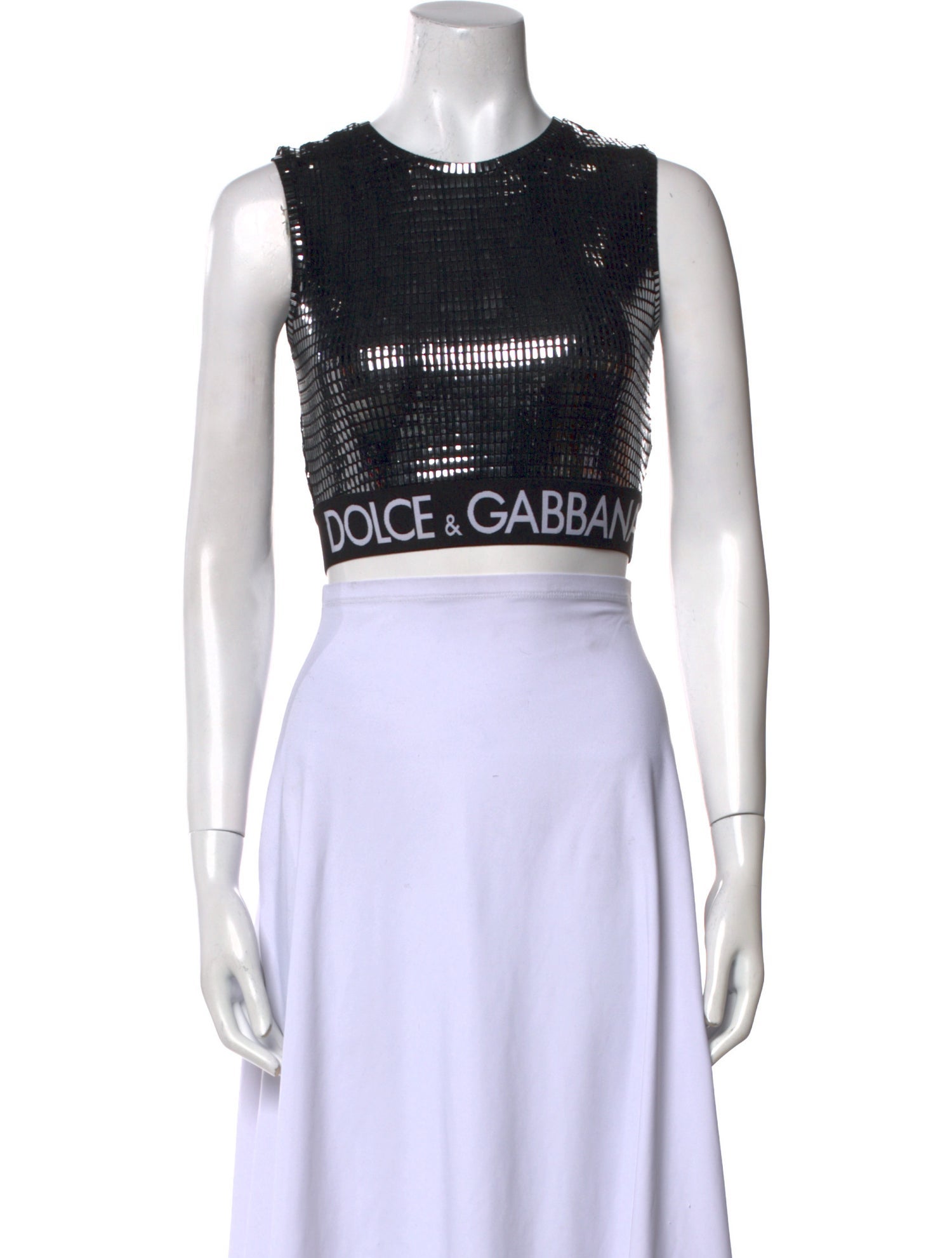 Dolce & Gabbana Sequin Graphic Print Crop Top w/ Tags