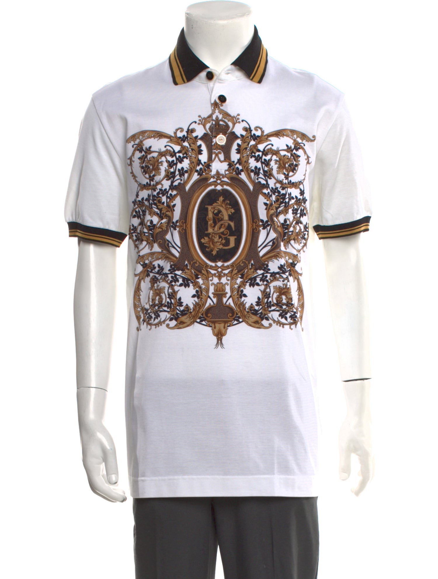 Dolce & Gabbana Graphic Print Collar Polo Shirt
