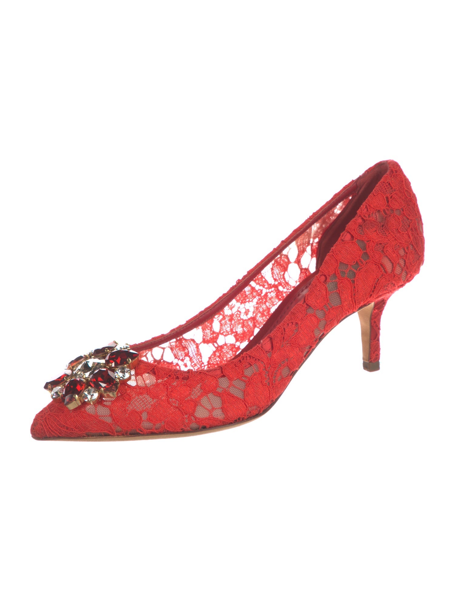 Dolce & Gabbana Lace Crystal Embellishments Pumps