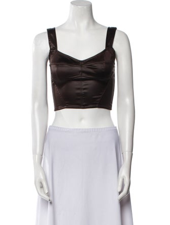 Dolce & Gabbana Square Neckline Sleeveless Crop Top