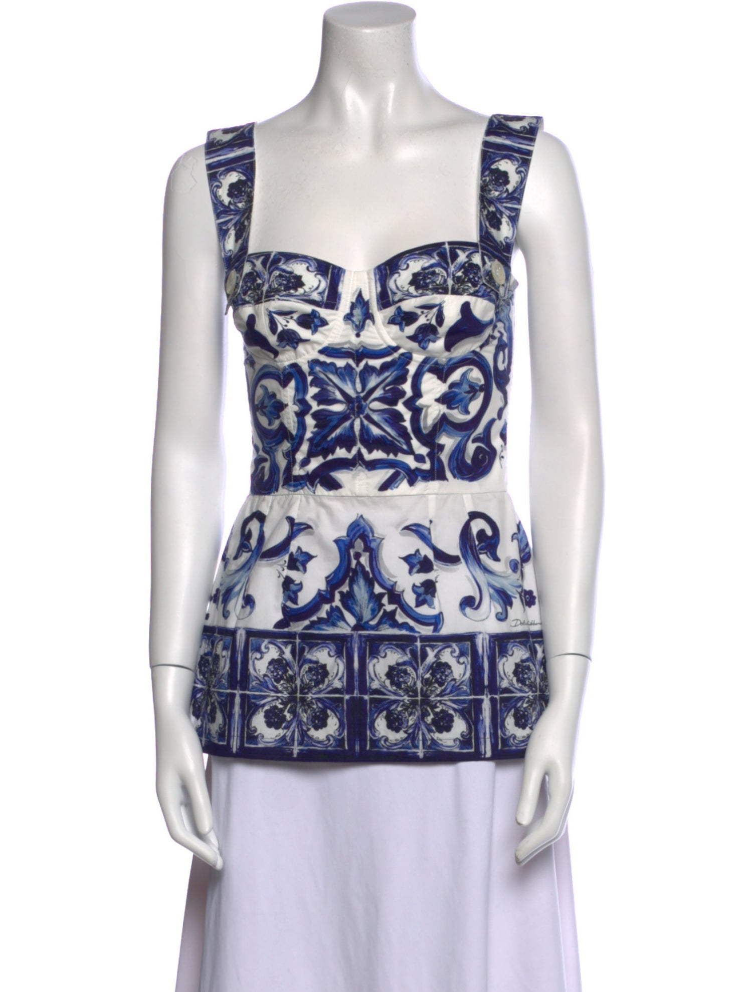 Dolce & Gabbana Printed Square Neckline Top