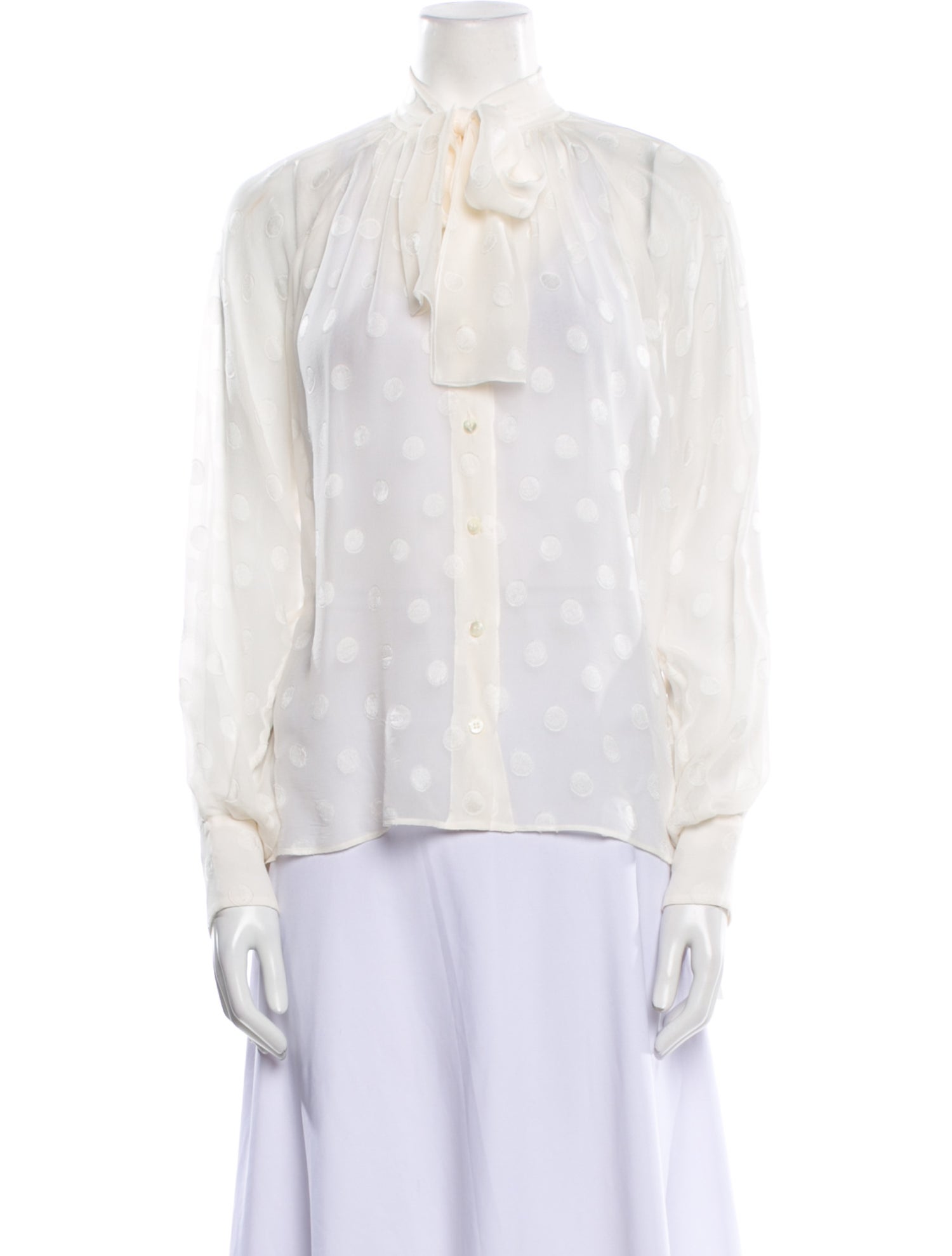 Dolce & Gabbana Silk Polka Dot Print Button-Up Top