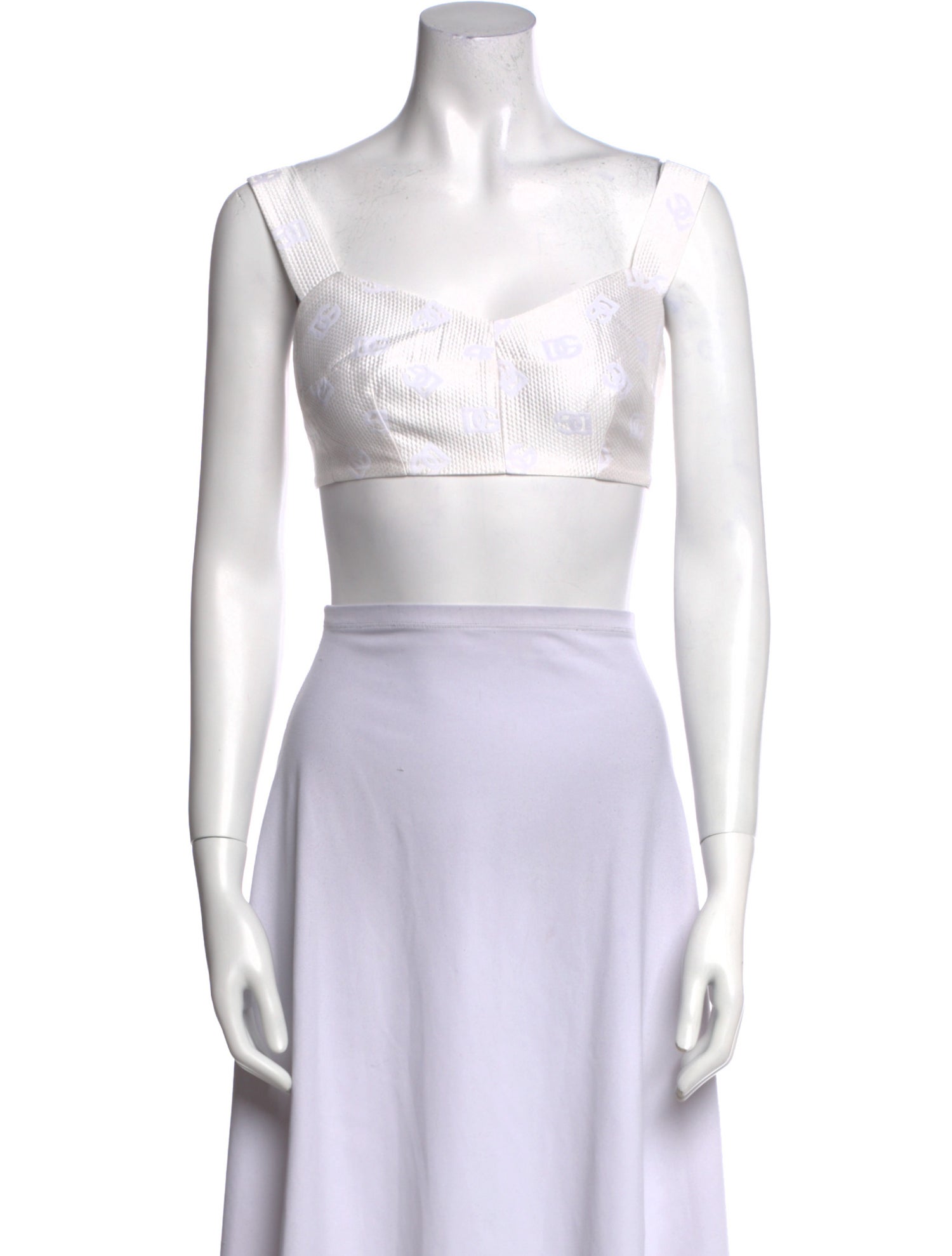 Dolce & Gabbana Square Neckline Sleeveless Crop Top