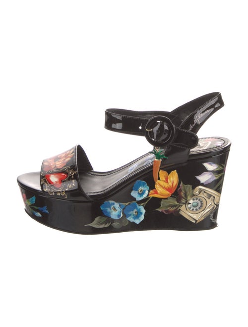 Dolce & Gabbana Patent Leather Floral Print Sandals