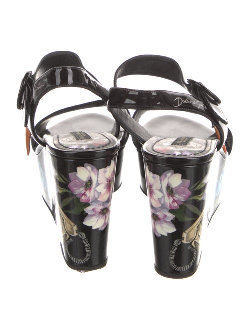 Dolce & Gabbana Patent Leather Floral Print Sandals