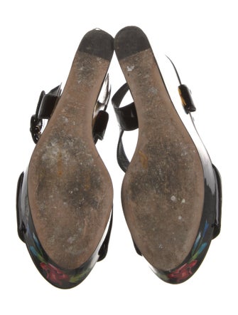 Dolce & Gabbana Patent Leather Floral Print Sandals