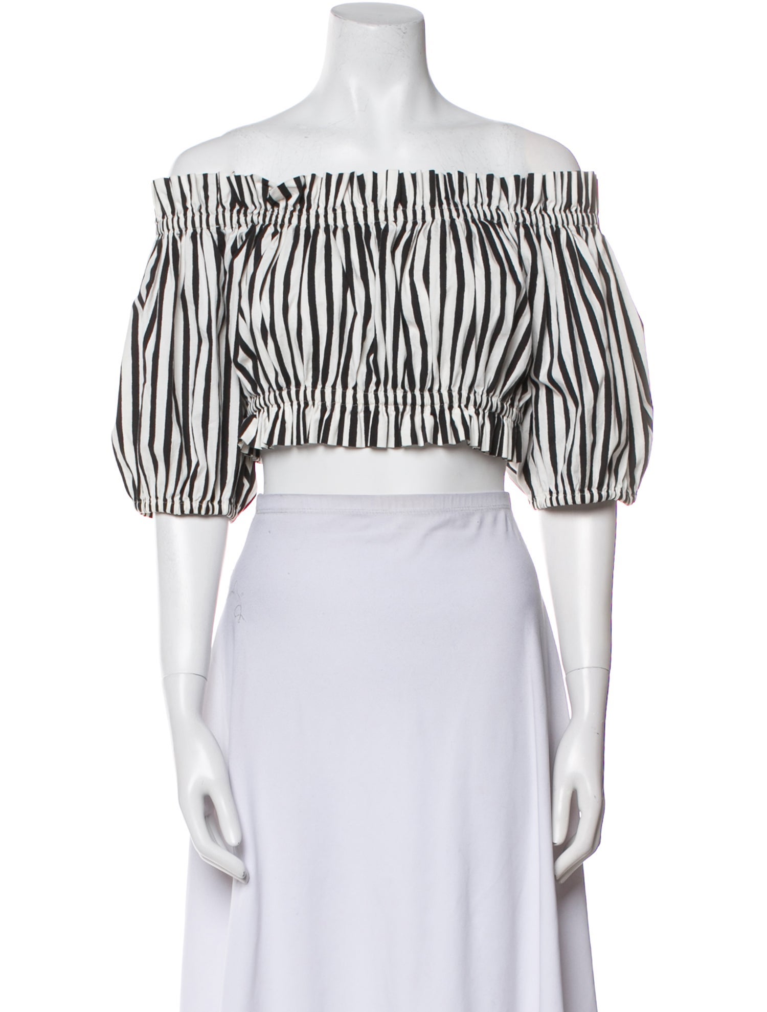 Dolce & Gabbana Striped Off-The-Shoulder Crop Top