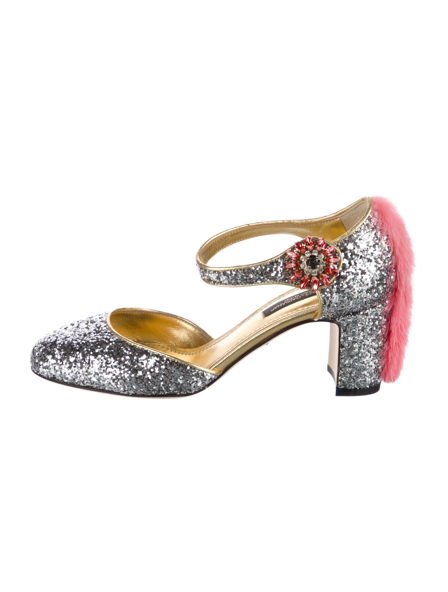 Dolce & Gabbana Glitter Crystal Embellishments D'Orsay Pumps
