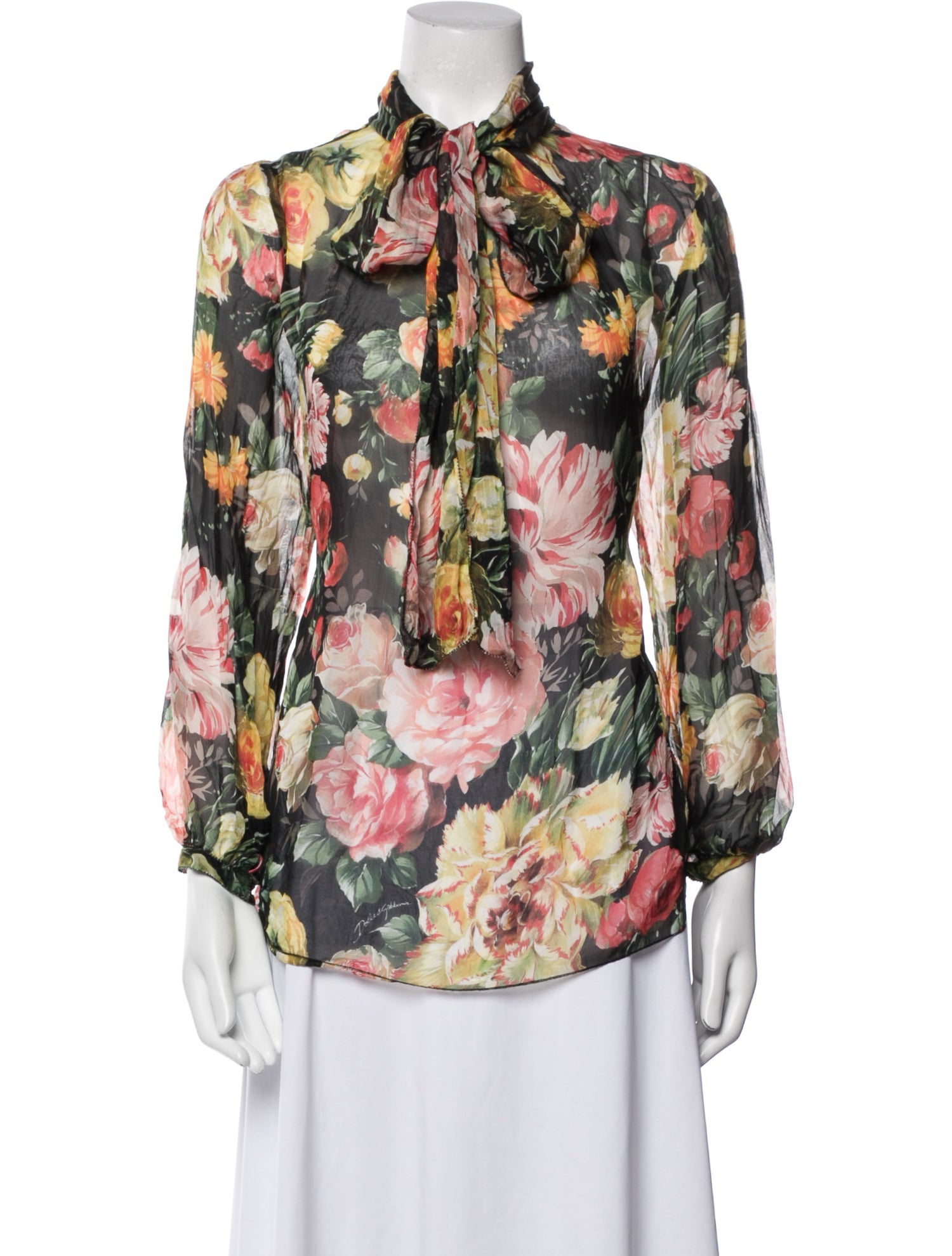 Dolce & Gabbana Silk Floral Print Blouse