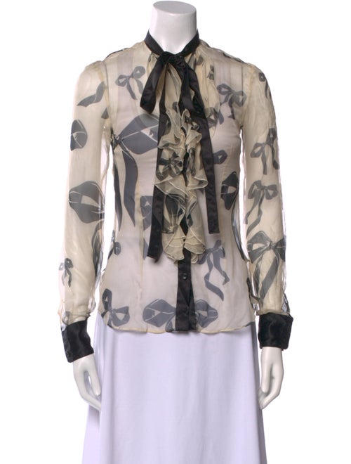 Dolce & Gabbana Silk Printed Button-Up Top