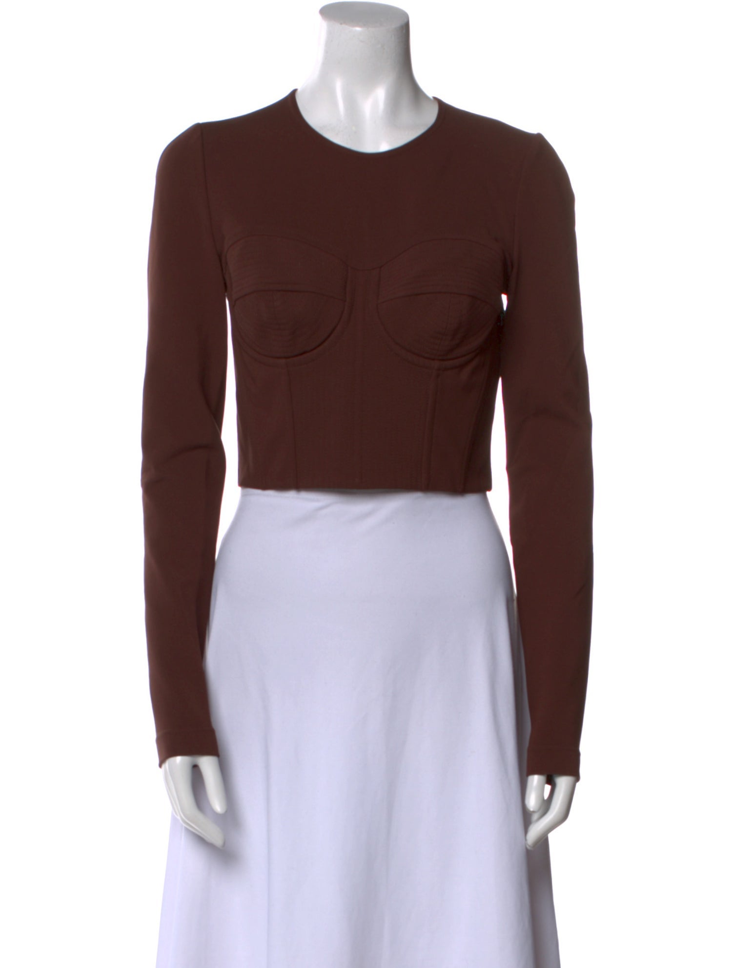 Dolce & Gabbana Crew Neck Long Sleeve Crop Top