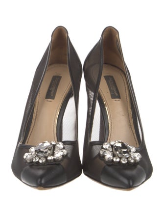 Dolce & Gabbana Sacred Heart Print Mesh Pumps