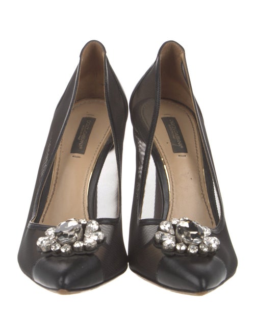 Dolce & Gabbana Sacred Heart Print Mesh Pumps